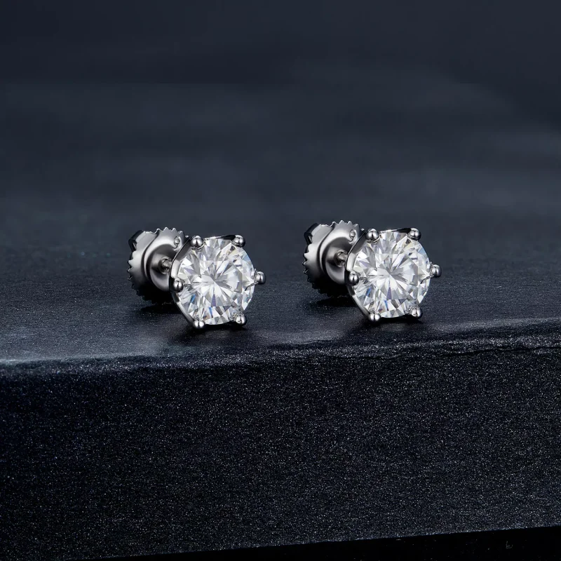 (resim) Pandora tarzı Bir Karat Dört Pençe Moissanite Küpe - MSE004-L - Görüntüle 2