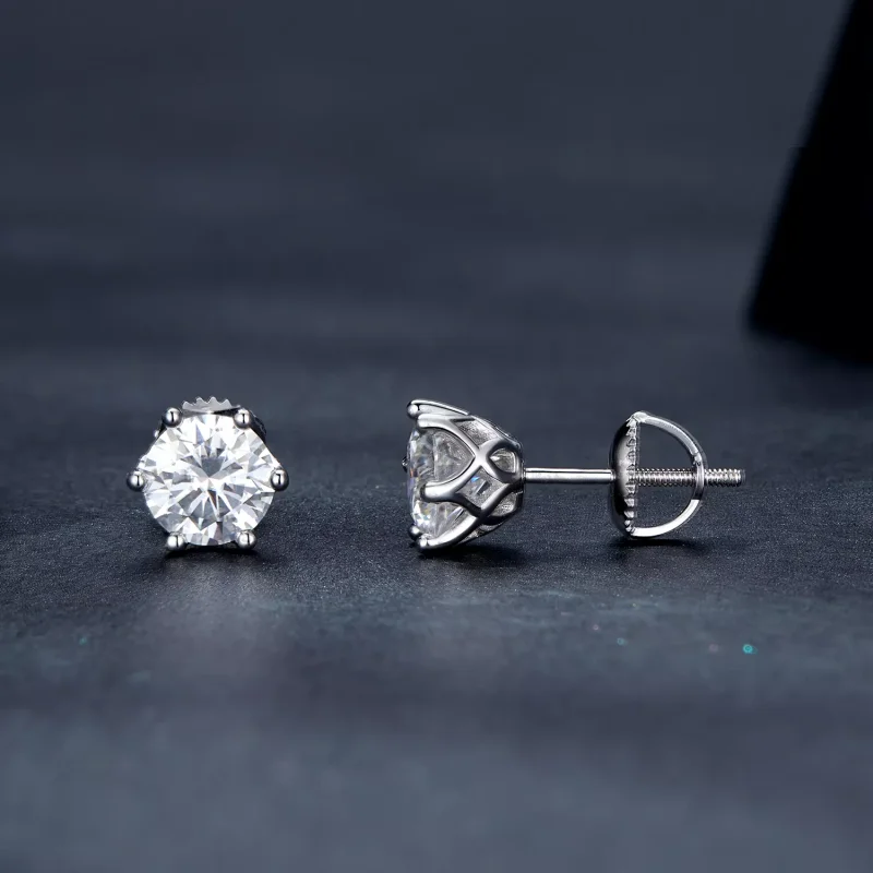 (resim) Pandora tarzı Bir Karat Dört Pençe Moissanite Küpe - MSE004-L - Görüntüle 3