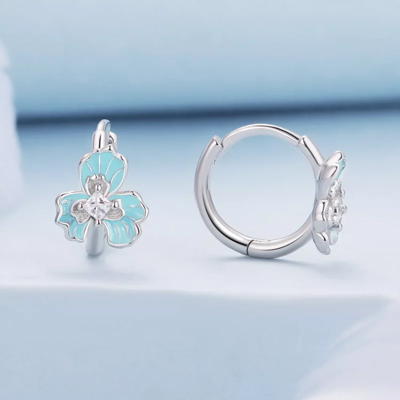 (resim) Pandora tarzı Mavi Iris Halka Küpeler - BSE843 - Görüntüle 2