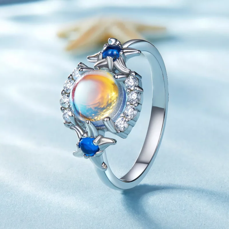 (resim) Pandora tarzı olan büyüleyici Gradient Moonstone Denizyıldızı Yüzük - BSR446 - Görüntüle 2