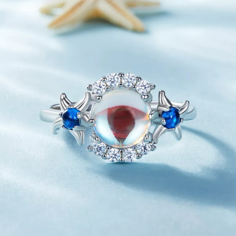 (resim) Pandora tarzı olan büyüleyici Gradient Moonstone Denizyıldızı Yüzük - BSR446 - Görüntüle 3
