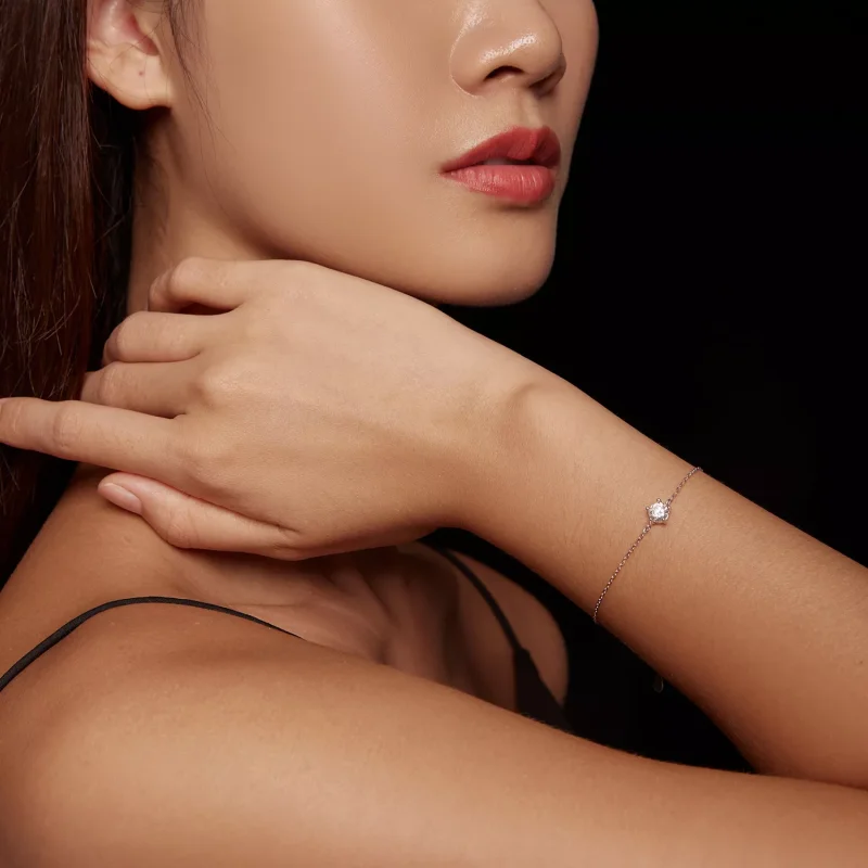 (resim) Pandora tarzı parıltılı Moissanite bilezik - MSB001 - Görüntüle 8