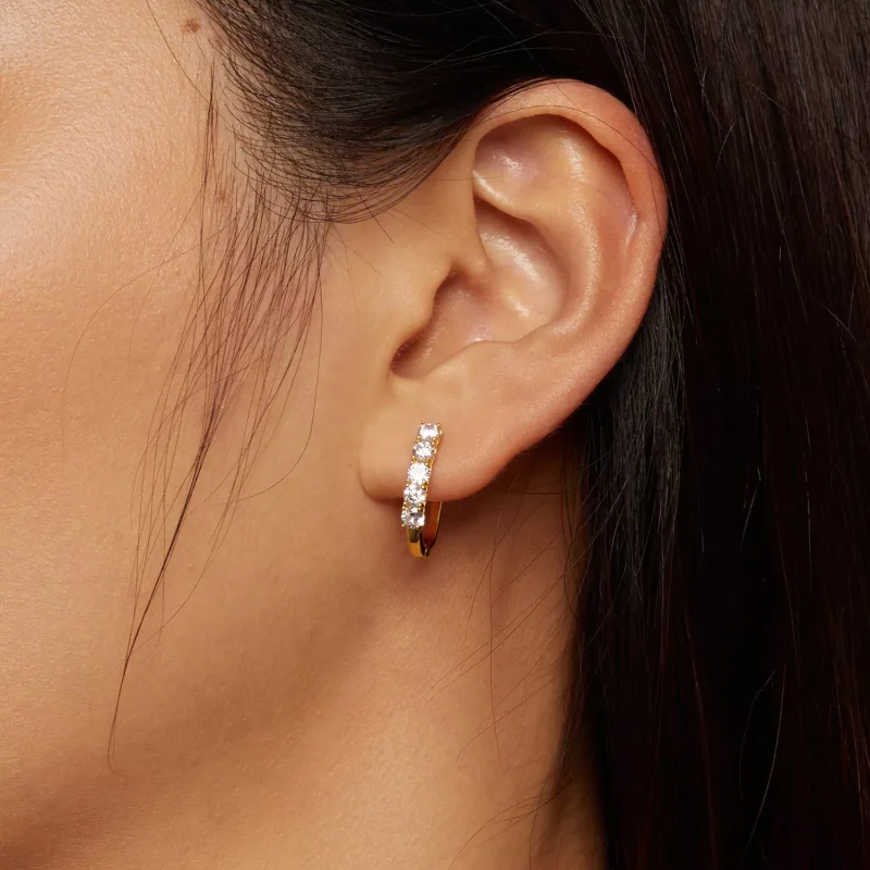 (resim) Pandora Tarzı U-Şekilli Moissanite Desenli Halka Küpeler - MSE011-B - Görüntüle 8