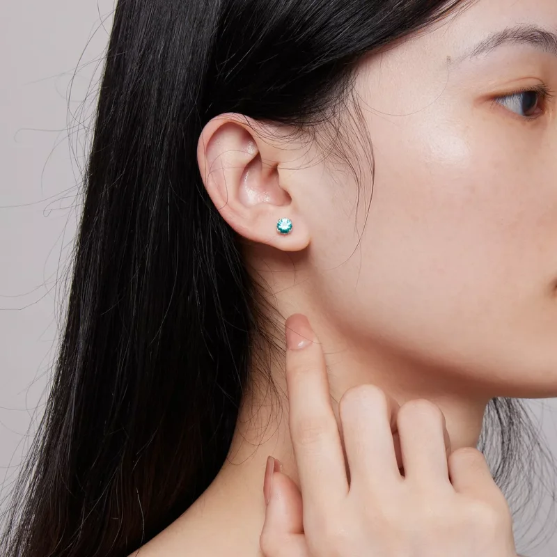 (resim) Pandora Tarzı Yeşil Nano Küpe - BSE831-GN - Görüntüle 6