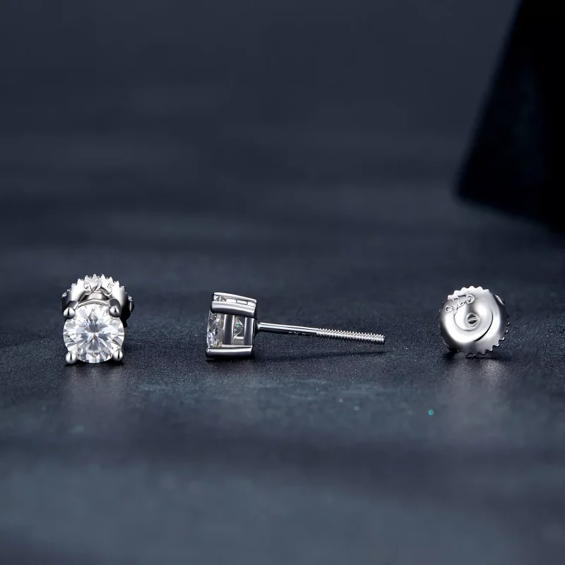 (resim) Pandora tarzında 0.5 Karat Dört Pençeli Moissanite Küpe - MSE003-S - Görüntüle 3