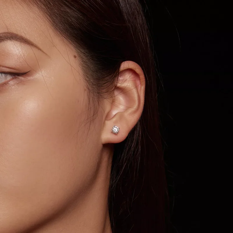 (resim) Pandora tarzında 0.5 Karat Dört Pençeli Moissanite Küpe - MSE003-S - Görüntüle 5