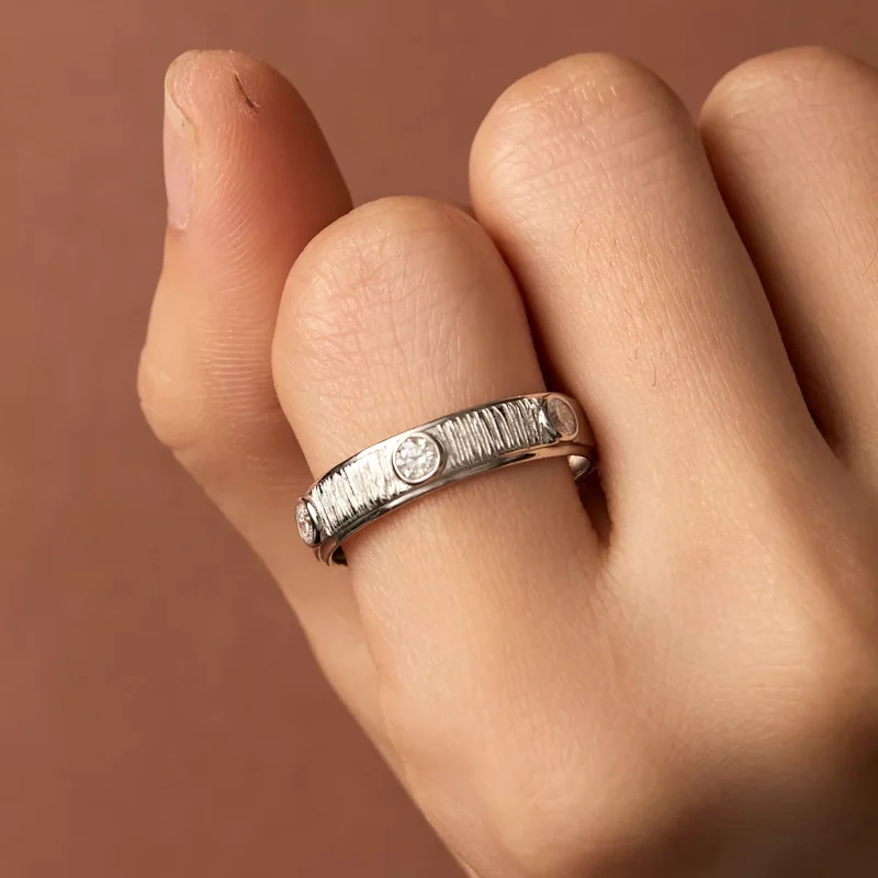 (resim) Pandora tarzında Zarif Moissanite Erkek Yüzük - MSR032 - Görüntüle 7