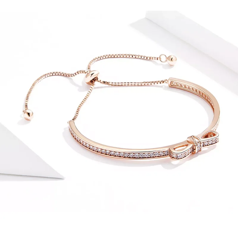(resim) Pandora tarzı 14 ayar altın kaplama Tatlı Bowknot Bangle Bileklik - SCB108-C - Görüntüle 4
