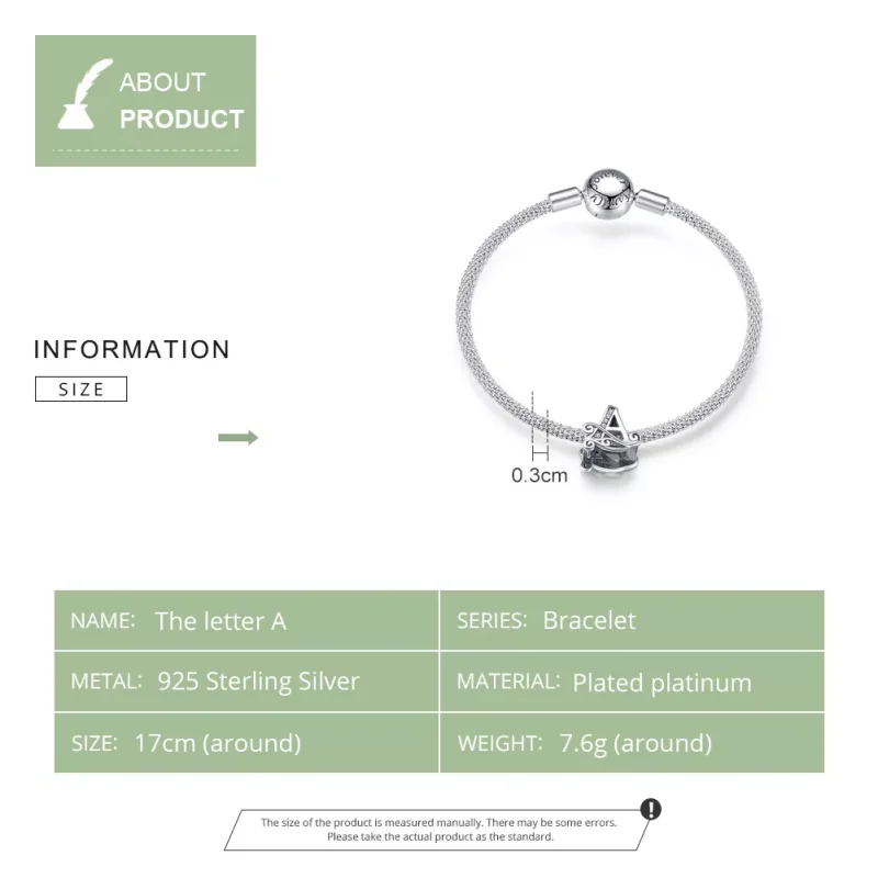 (resim) Pandora tarzı A harfi Bangle Bileklik - SCB829 - Görüntüle 5