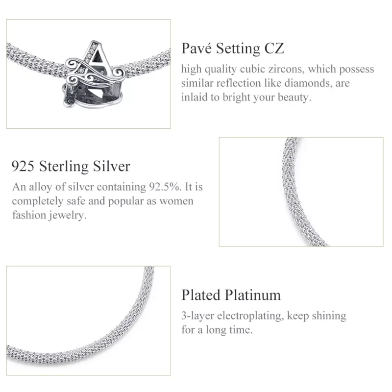 (resim) Pandora tarzı A harfi Bangle Bileklik - SCB829 - Görüntüle 6