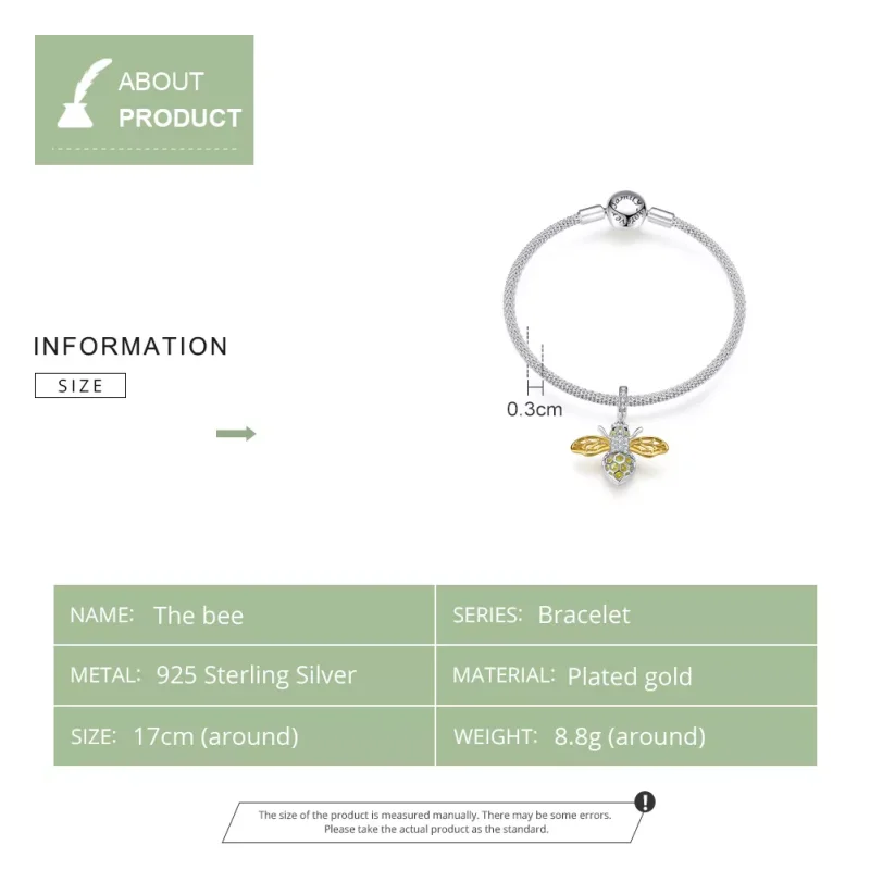 (resim) Pandora tarzı bal arısı Bangle Bileklik - SCB830 - Görüntüle 5