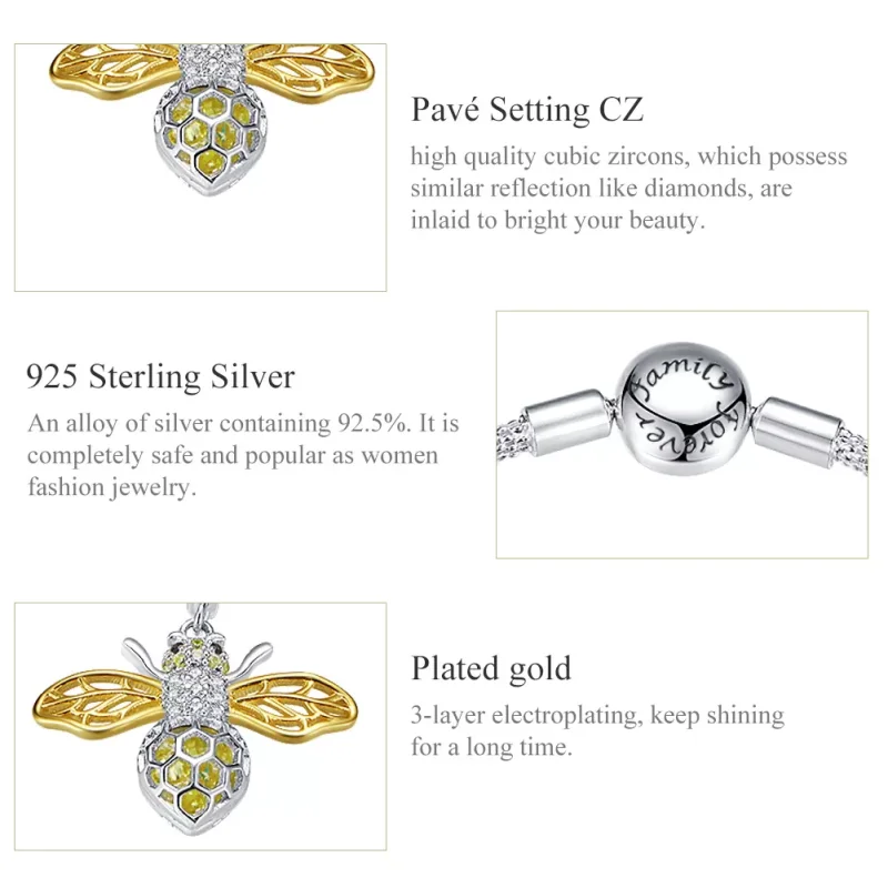 (resim) Pandora tarzı bal arısı Bangle Bileklik - SCB830 - Görüntüle 6