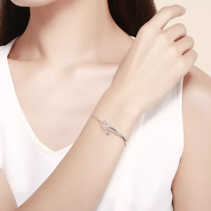 (resim) Pandora tarzı Bayan Kalbi Bangle Bileklik - SCB117 - Görüntüle 2