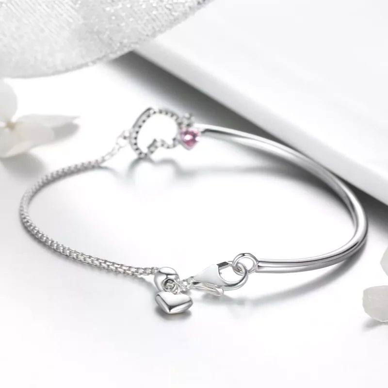 (resim) Pandora tarzı Bayan Kalbi Bangle Bileklik - SCB117 - Görüntüle 3