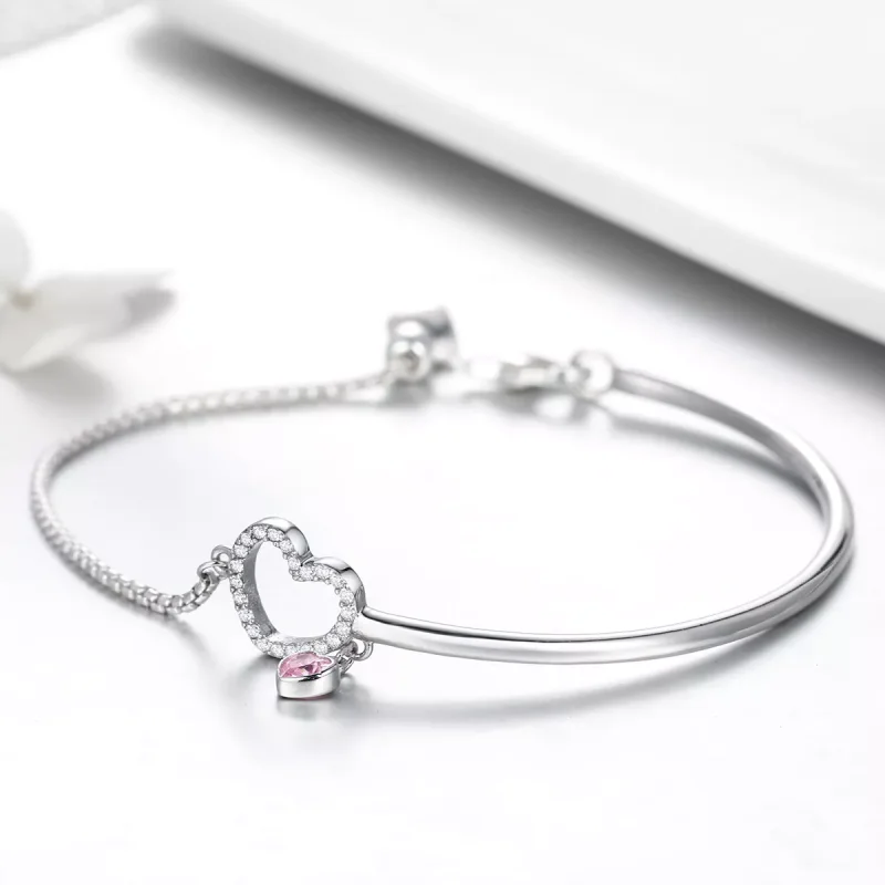 (resim) Pandora tarzı Bayan Kalbi Bangle Bileklik - SCB117 - Görüntüle 4