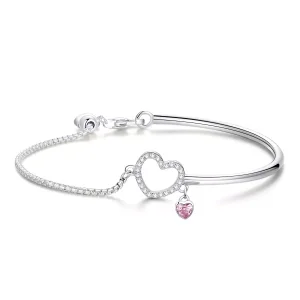 (resim) Pandora tarzı Bayan Kalbi Bangle Bileklik - SCB117