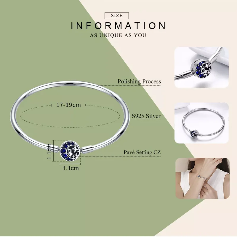 (resim) Pandora tarzı Yıldızlı Gökyüzü Bangle Bileklik - SCB080 - Görüntüle 4