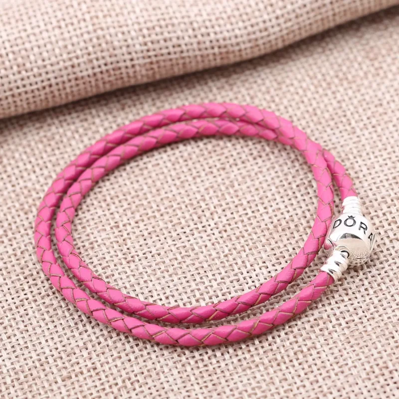 (resim) Pandora Çift Kişilik Pembe Deri Deri Bileklik - 590705CDB-R - Görüntüle 2