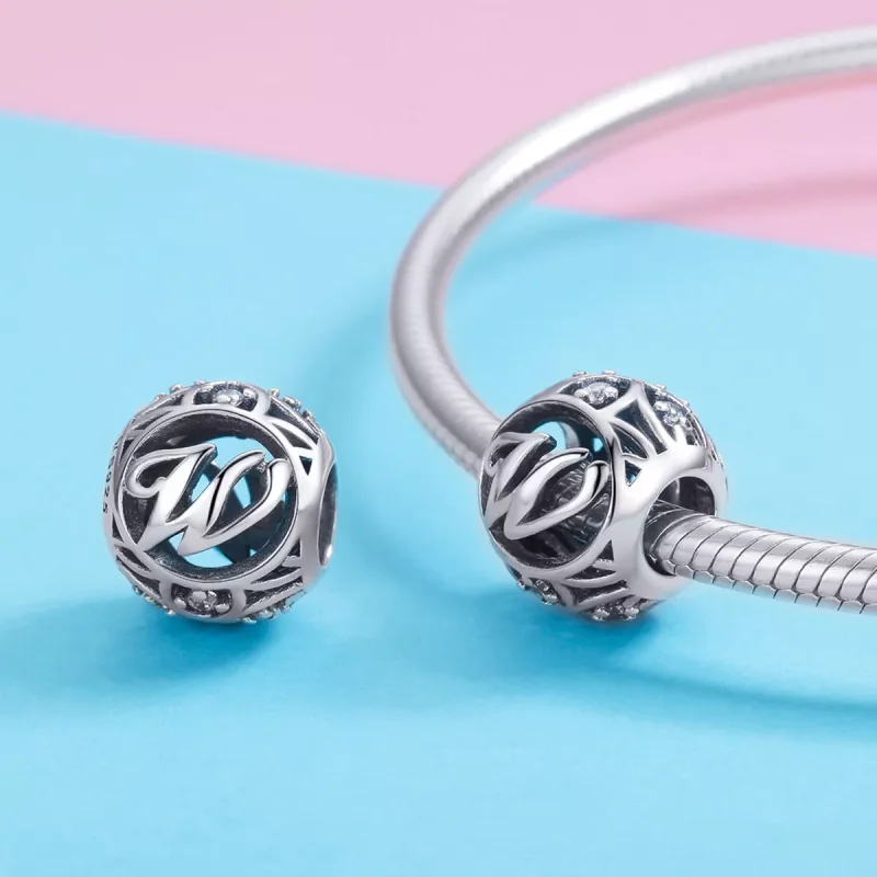 (resim) Pandora Stil Harf-W Şanslı Bileklik Süsü - SCC738-W - Görüntüle 3