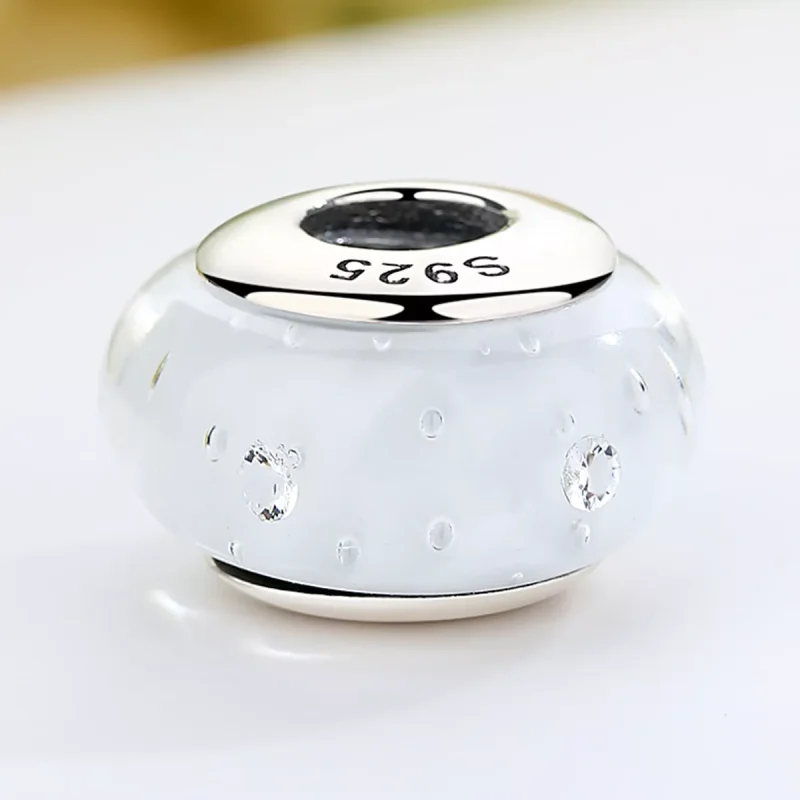 (resim) Pandora Stili Beyaz Murano Cam Boncuk - SCZ002 - Görüntüle 3