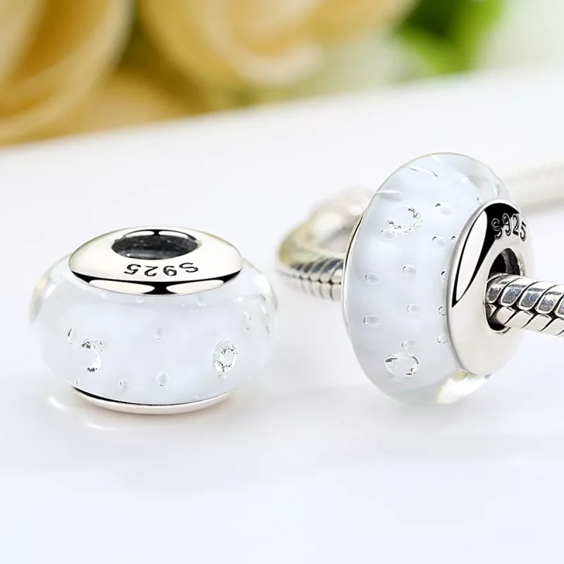(resim) Pandora Stili Beyaz Murano Cam Boncuk - SCZ002 - Görüntüle 5