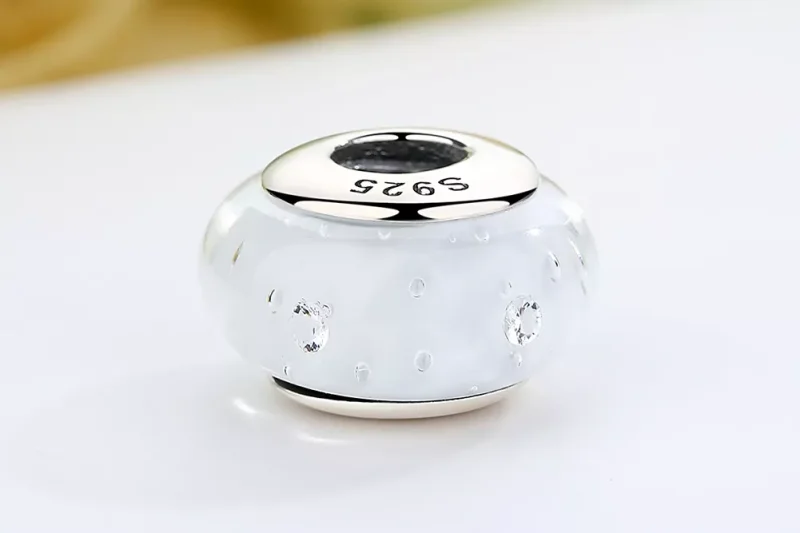 (resim) Pandora Stili Beyaz Murano Cam Boncuk - SCZ002 - Görüntüle 7