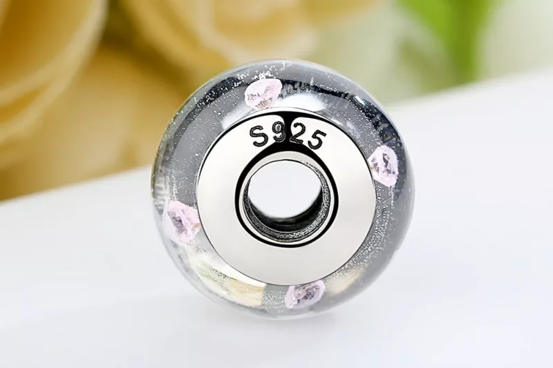 (resim) Pandora Stili Beyaz Murano Cam Pembe Taşlarlı Charms - SCZ004 - Görüntüle 9
