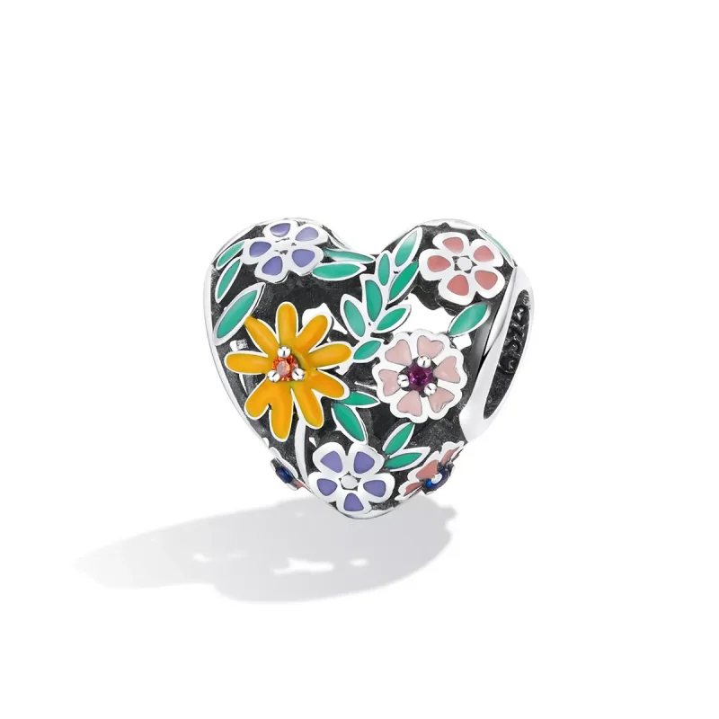 (resim) Pandora Stili Çiçek Kalp Charms - BSC590 - Görüntüle 2