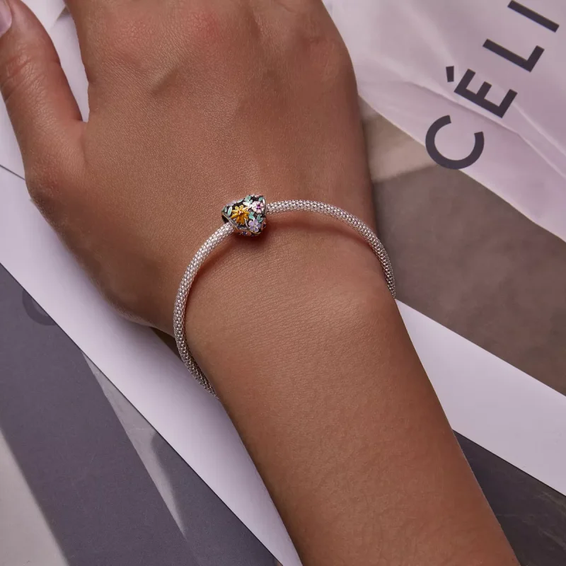 (resim) Pandora Stili Çiçek Kalp Charms - BSC590 - Görüntüle 5