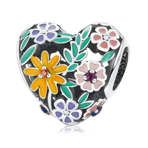 (resim) Pandora Stili Çiçek Kalp Charms - BSC590