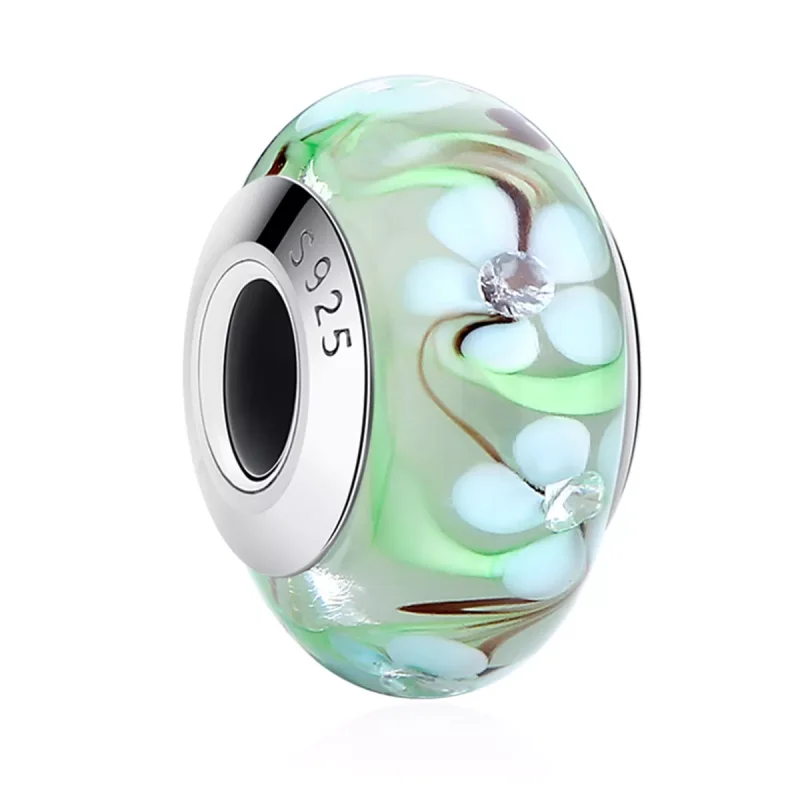 (resim) Pandora Stili Çiçekler Murano Cam Kolye - SCZ020 - Görüntüle 2