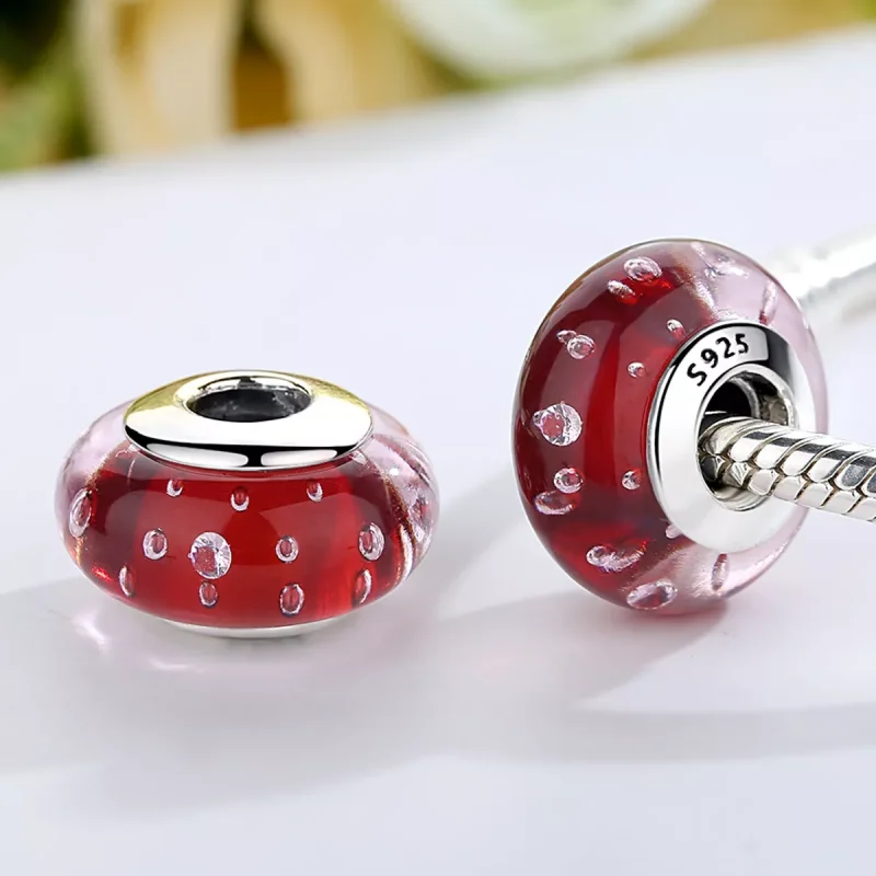 (resim) Pandora Stili Kırmızı Murano Camı Süs - SCZ027 - Görüntüle 4