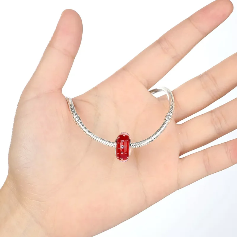 (resim) Pandora Stili Kırmızı Murano Camı Süs - SCZ027 - Görüntüle 5