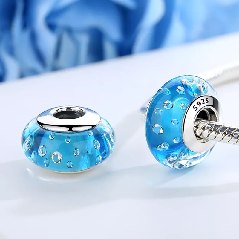 (resim) Pandora Stili Mavi Trend İplikli Murano Camı Şans Yüzüğü - SCZ029 - Görüntüle 3