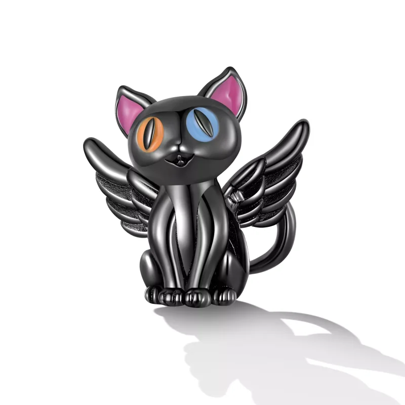 (resim) Pandora Stili Melek Kedi Charm - SCC2299-BK - Görüntüle 2