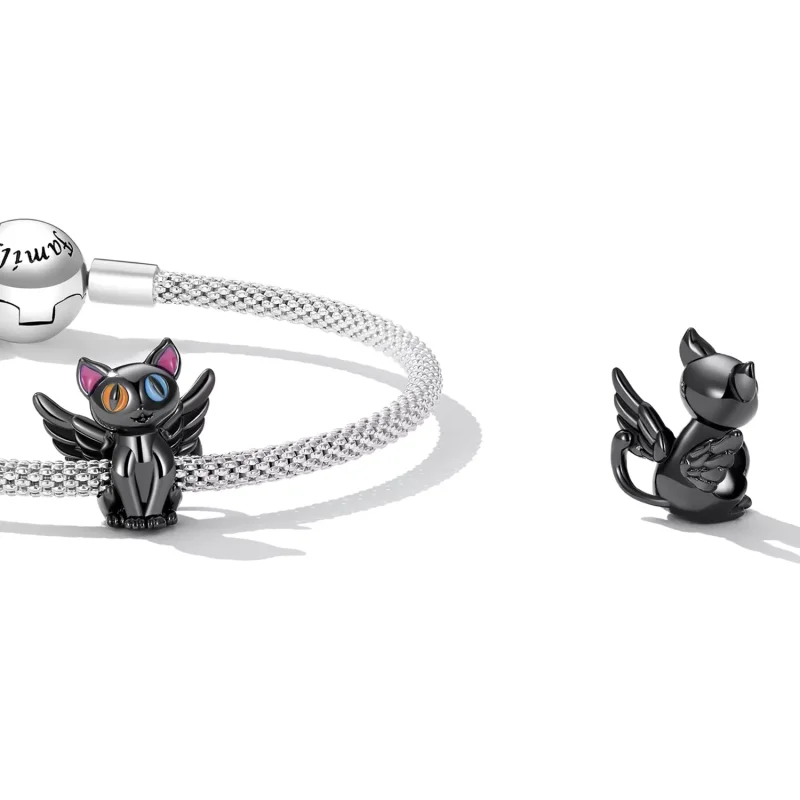 (resim) Pandora Stili Melek Kedi Charm - SCC2299-BK - Görüntüle 4