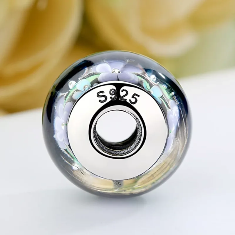 (resim) Pandora Stili Mor Çiçekler Murano Cam Boncuk - SCZ009 - Görüntüle 5