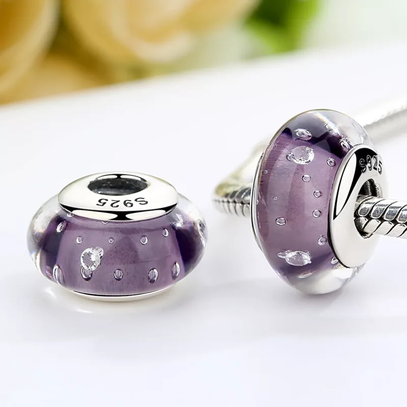 (resim) Pandora Stili Mor Murano Camlı Küpe - SCZ001 - Görüntüle 3