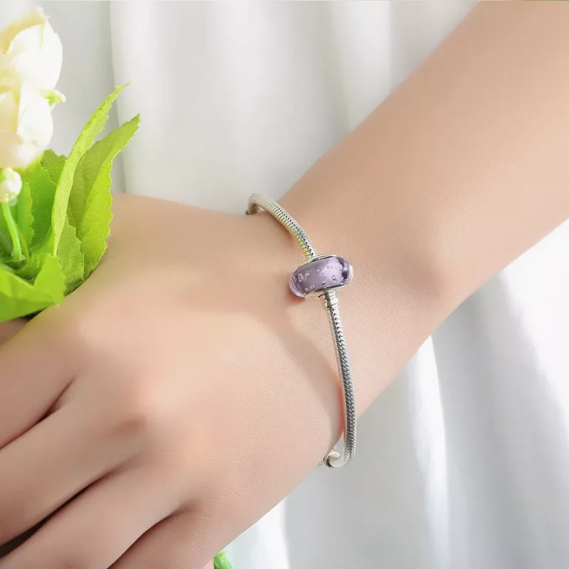 (resim) Pandora Stili Mor Murano Camlı Küpe - SCZ001 - Görüntüle 6