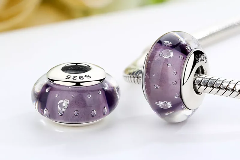 (resim) Pandora Stili Mor Murano Camlı Küpe - SCZ001 - Görüntüle 7