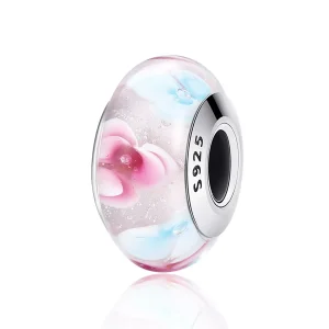 Pandora Stili Pembe Çiçekler Murano Cam Kolye - SCZ056 (resim) Pandora Stili Pembe Çiçekler Murano Cam Kolye - SCZ056
