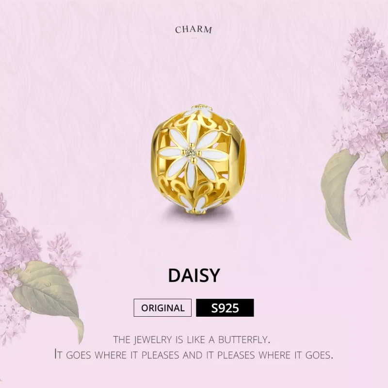 (resim) Pandora tarzı 14k altın kaplama Papatya Charm - SCC1216 - Görüntüle 2