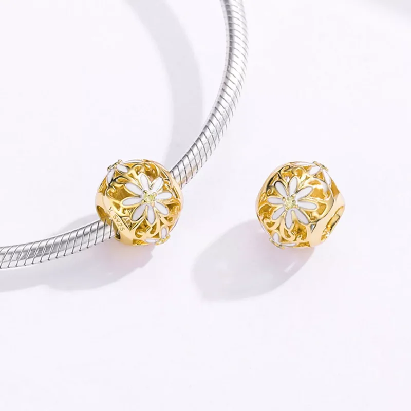 (resim) Pandora tarzı 14k altın kaplama Papatya Charm - SCC1216 - Görüntüle 4