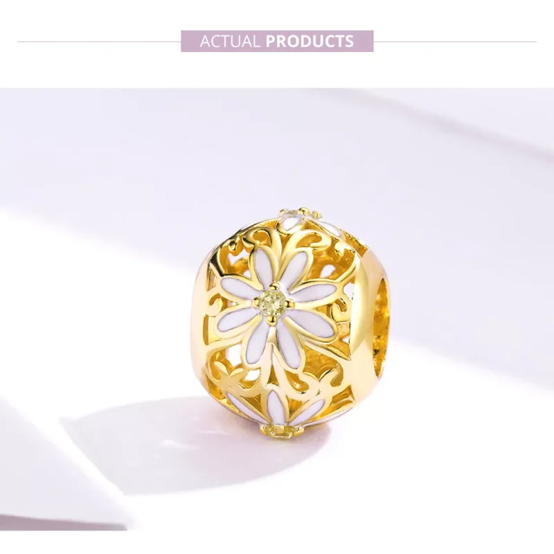 (resim) Pandora tarzı 14k altın kaplama Papatya Charm - SCC1216 - Görüntüle 5