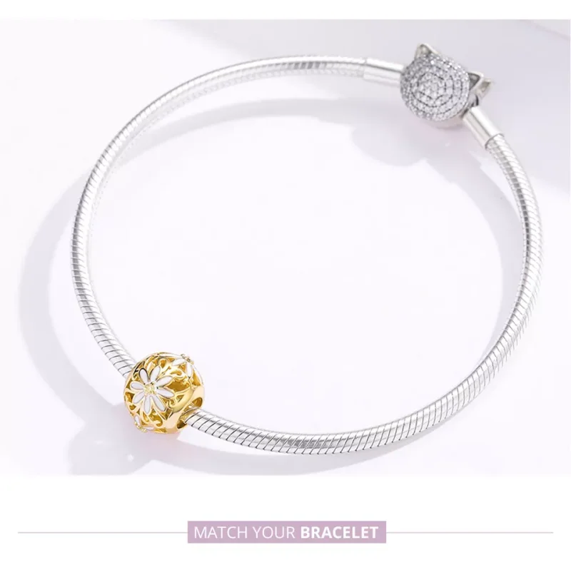 (resim) Pandora tarzı 14k altın kaplama Papatya Charm - SCC1216 - Görüntüle 6