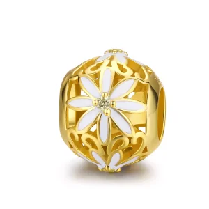 (resim) Pandora tarzı 14k altın kaplama Papatya Charm - SCC1216