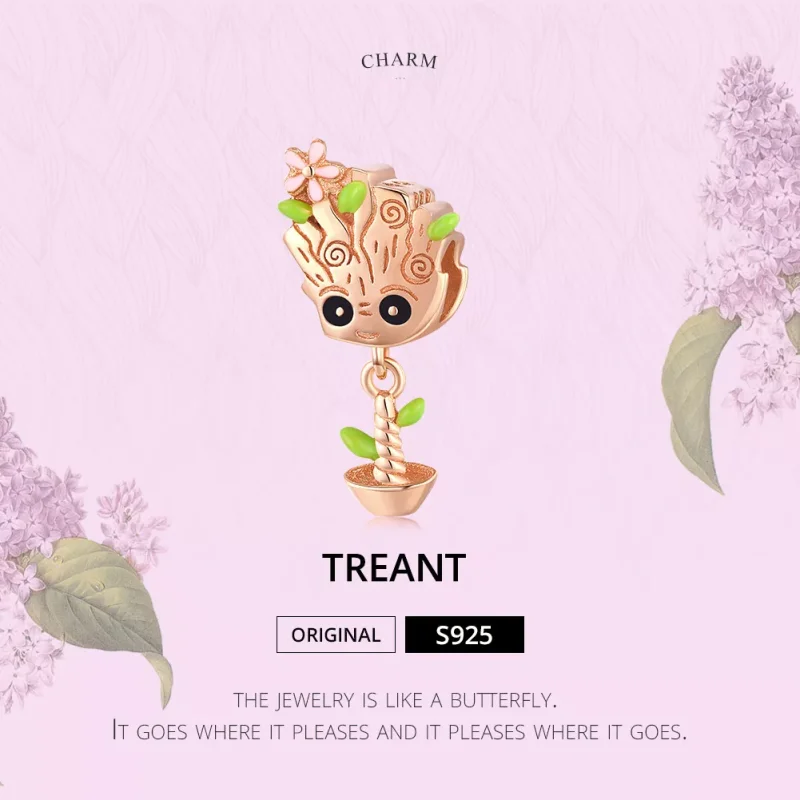 (resim) Pandora tarzı 14k rose altın kaplama Bebek Groot Charm - BSC130 - Görüntüle 5