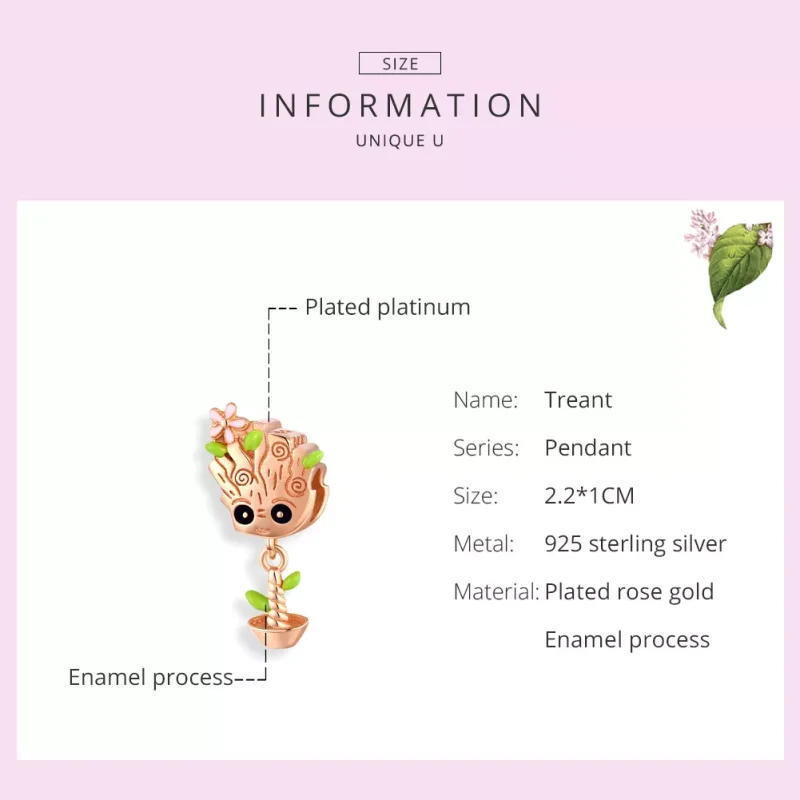 (resim) Pandora tarzı 14k rose altın kaplama Bebek Groot Charm - BSC130 - Görüntüle 6