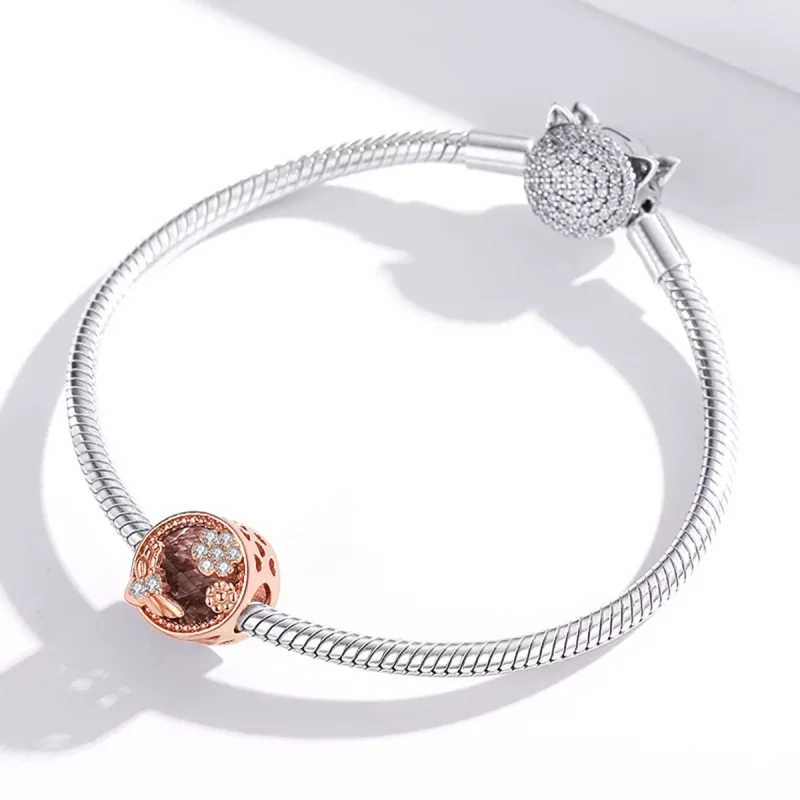 (resim) Pandora tarzı 14k rose altın kaplama Gizli Bahçe Charm - BSC389 - Görüntüle 3