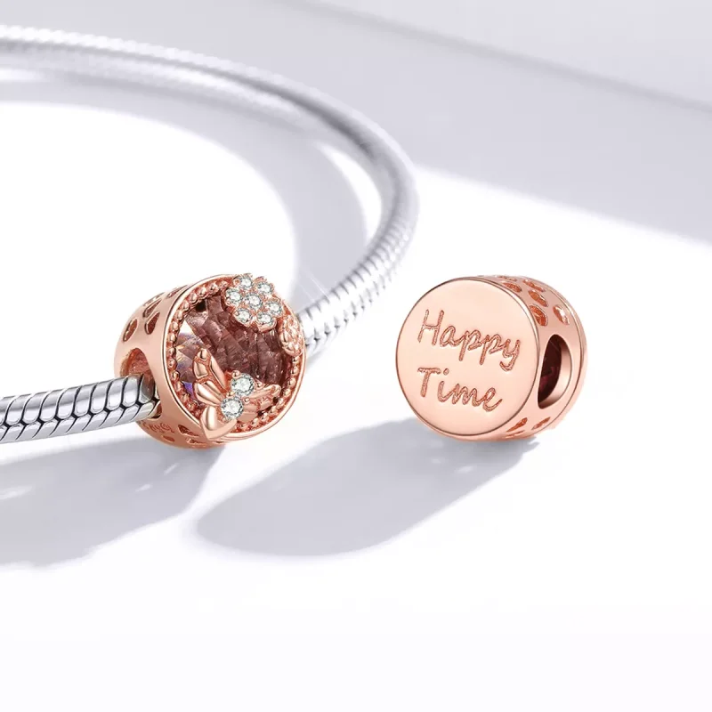 (resim) Pandora tarzı 14k rose altın kaplama Gizli Bahçe Charm - BSC389 - Görüntüle 4